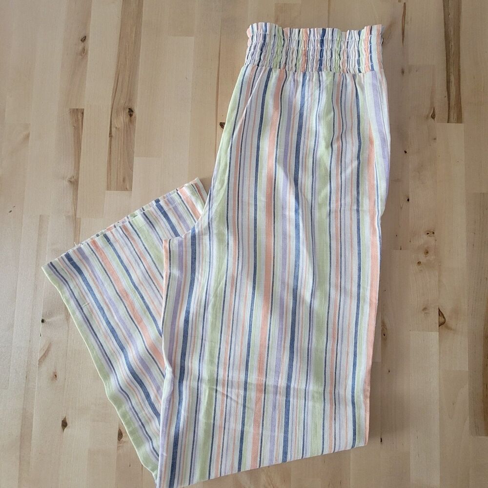 Cat and Jack Girls Striped Pull-On Pants SZ XXL 16/18 Straight Wide Leg Boho